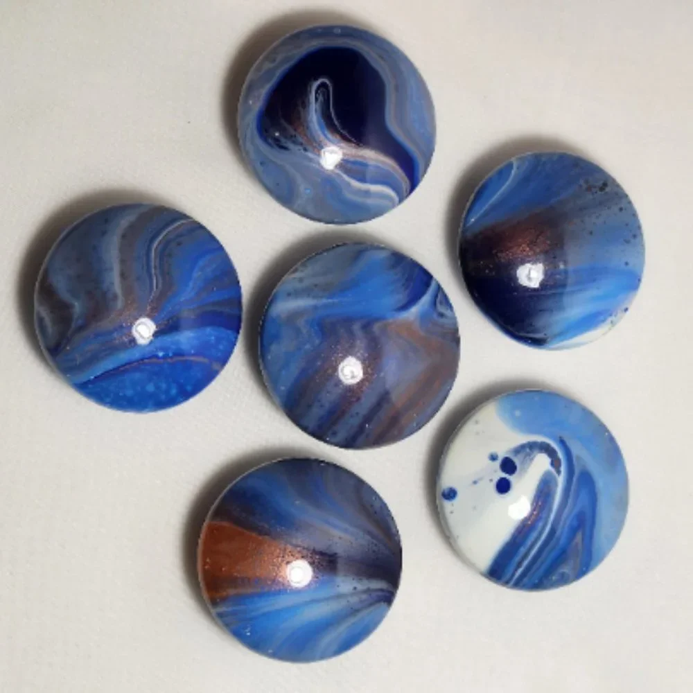 Hand Crafted Cabinet Door Knobs Hand Painted Turquoise Blue Silver Purple Wooden